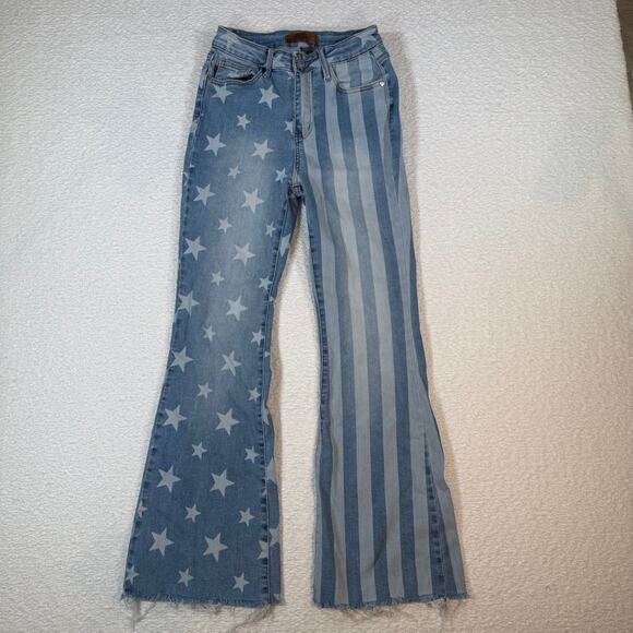 Judy Blue Americana Flare Light Jeans Size 3/26 Style #88695 Stars & Stripes - Picture 1 of 10